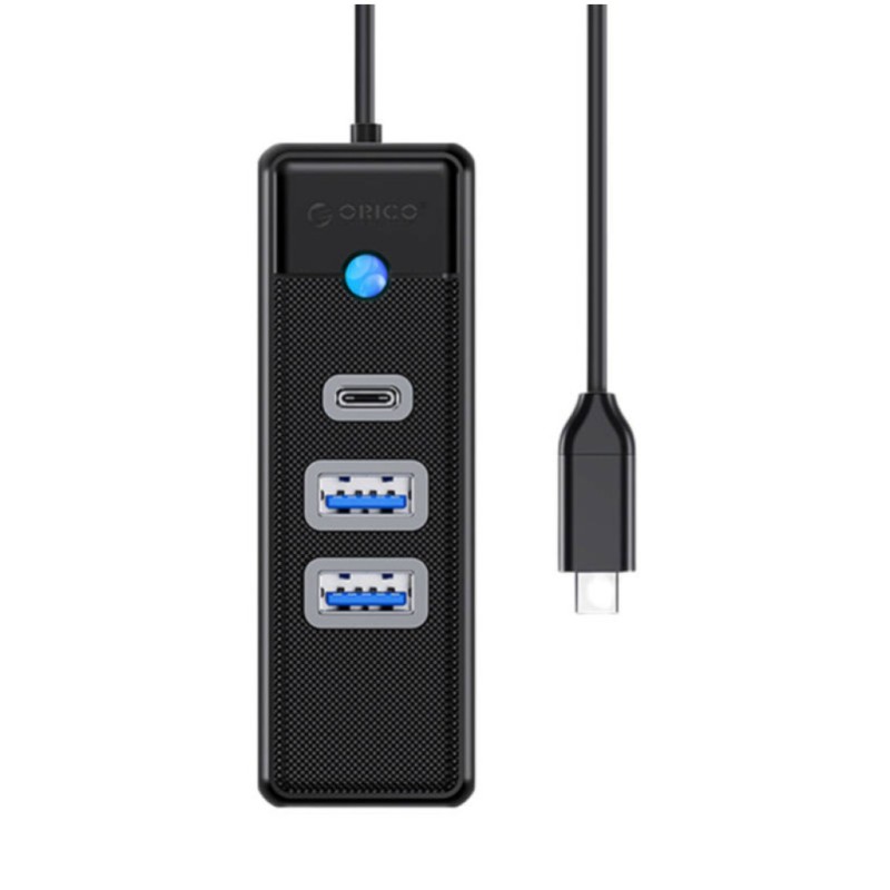 HUB USB-C => 2x USB 3.0 + USB-C Orico 0,15m (PWC2U-C3-015-BK-EP)
