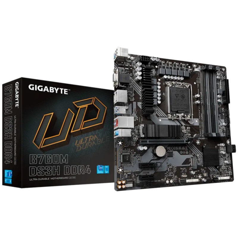 Osnovna plošča 1700 Gigabyte B760M DS3H microATX DDR4 2,5Gb LAN 2xM.2 HDMI VGA 2xDP GIGABYTE Osnovna plošča 1700 Gigabyte B760M DS3H microATX DDR4 2,5Gb LAN 2xM.2 HDMI VGA 2xDP