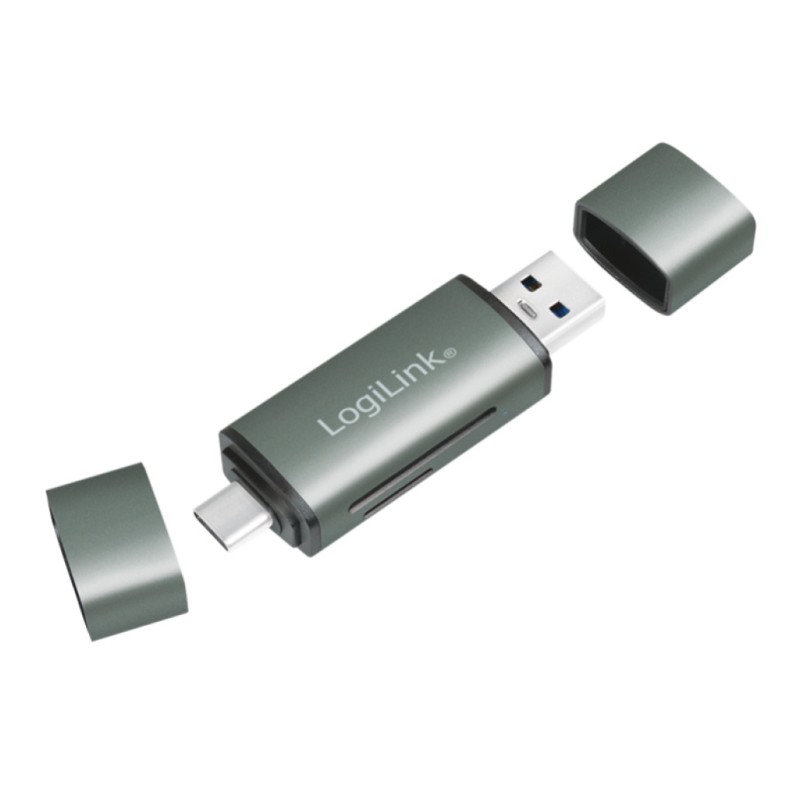 Zunanji čitalec kartic LogiLink USB 3.2 Gen1 za SD microSD srebrn (CR0043) LOGILINK Zunanji čitalec kartic LogiLink USB 3.2 Gen1 za SD microSD srebrn (CR0043)