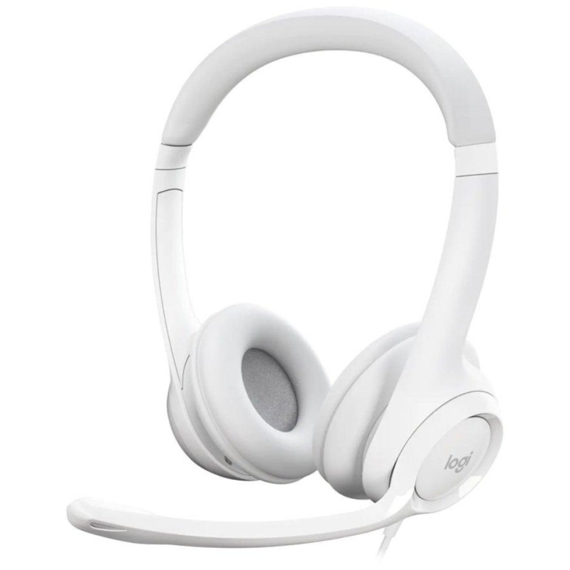 Slušalke žične Logitech naglavne z mikrofonom USB H390 bele (981-001286)