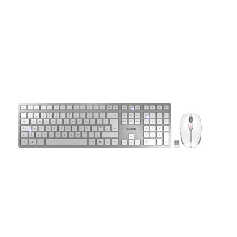 Tipkovnica in miš Cherry brezžična Bluetooth DW 9100 SLIM ENG bela SLO gravura (JD-9100GB-1)