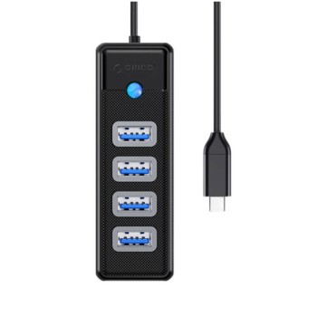 HUB USB-C => 4x USB 3.0 5Gbps ORICO PW4U-C3-015-BK-EP 0,15cm črn HUB USB-C => 4x USB 3.0 5Gbps ORICO PW4U-C3-015-BK-EP 0,15cm črn