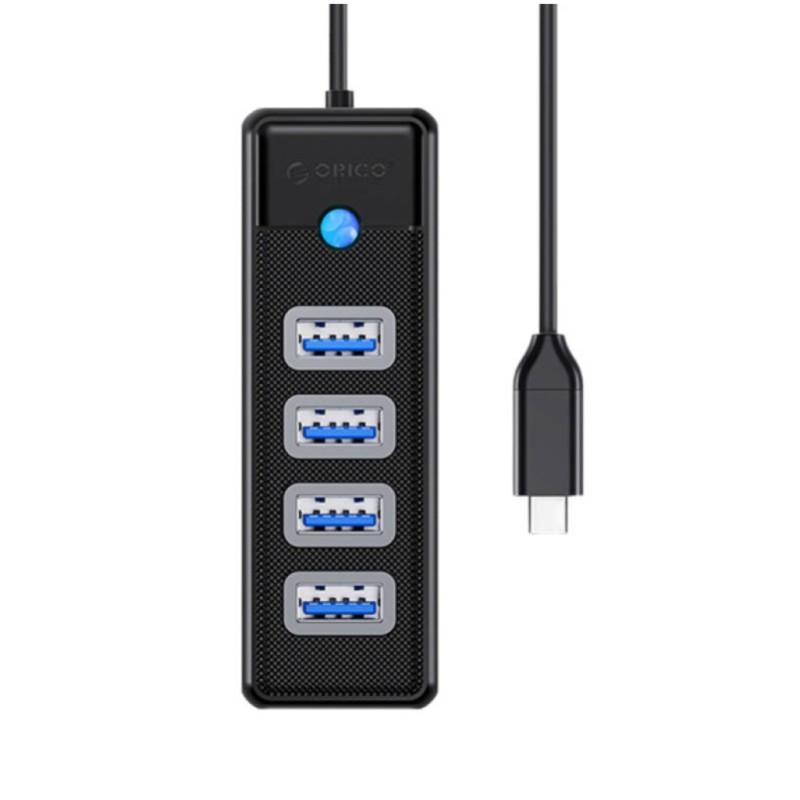 HUB USB-C => 4x USB 3.0 5Gbps ORICO PW4U-C3-015-BK-EP 0,15cm črn