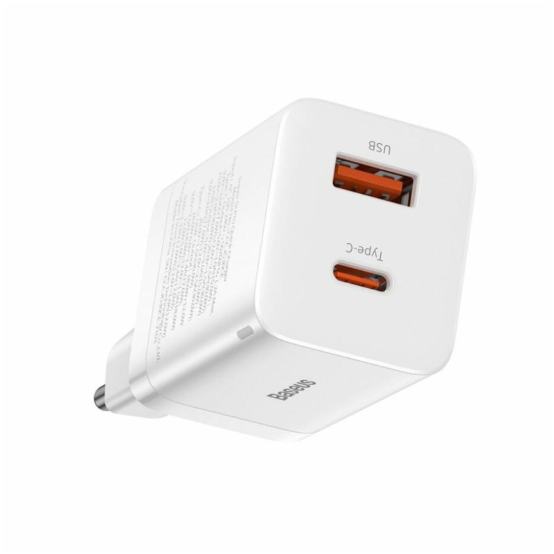 Hišni polnilec 100-240V => 1x USB-A (ž) 1x USB-C 30W za mobilni telefon ali tablični računalnik Baseus Super Si Pro PD3 + QC3 - bel (CCSUPP-E02) Baseus Hišni polnilec 100-240V => 1x USB-A (ž) 1x USB-C 30W za mobilni telefon ali tablični računalnik Baseus Super Si Pro PD3 + QC3 - bel (CCSUPP-E02)