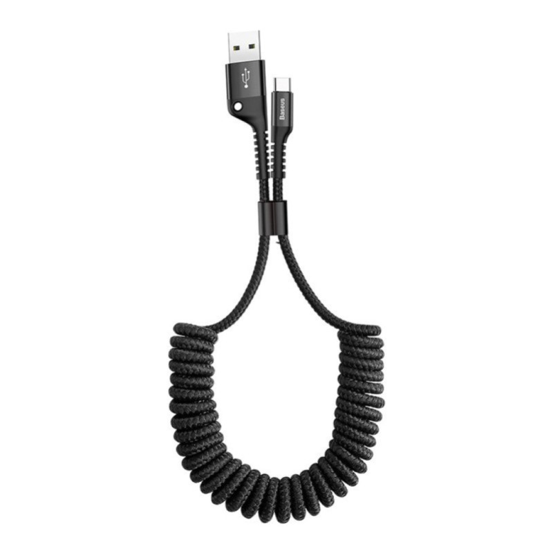Kabel USB-C => USB-A 2.0 tekstil ovoj 1,00m 5V/2A Baseus spiralni črn (CATSR-01) Baseus Kabel USB-C => USB-A 2.0 tekstil ovoj 1,00m 5V/2A Baseus spiralni črn (CATSR-01)