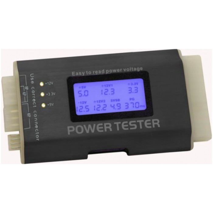 Napajalnik tester za napajalnike 24 pin z LED prikazovalnikom Delock