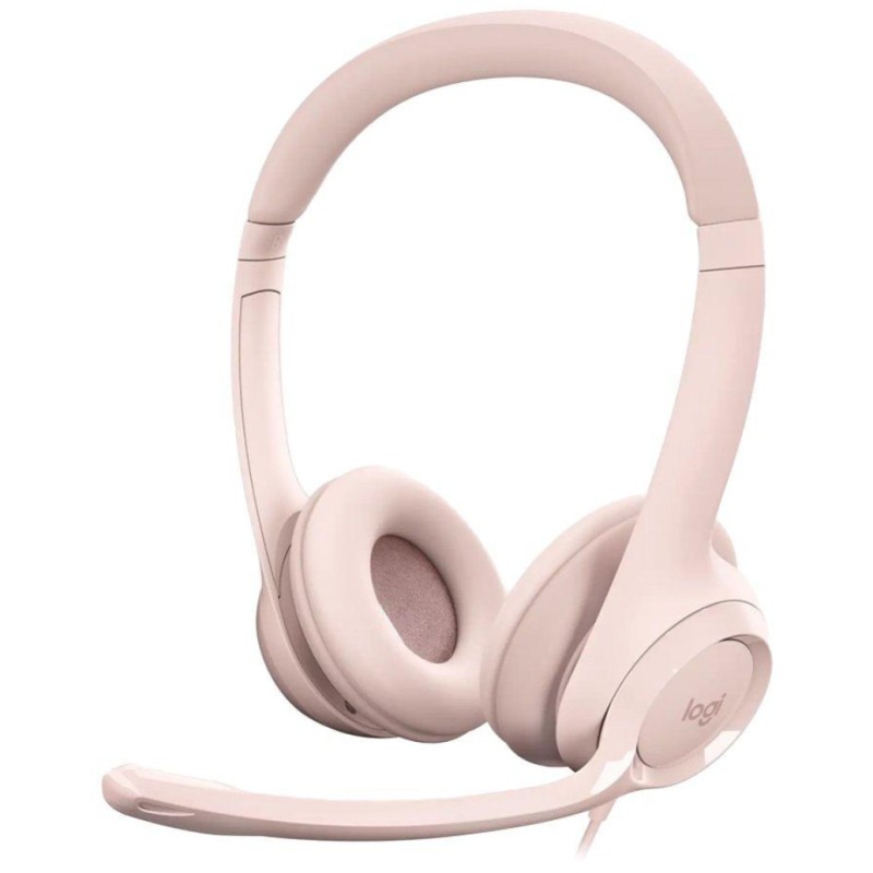 Slušalke žične Logitech naglavne z mikrofonom USB H390 roza (981-001281)