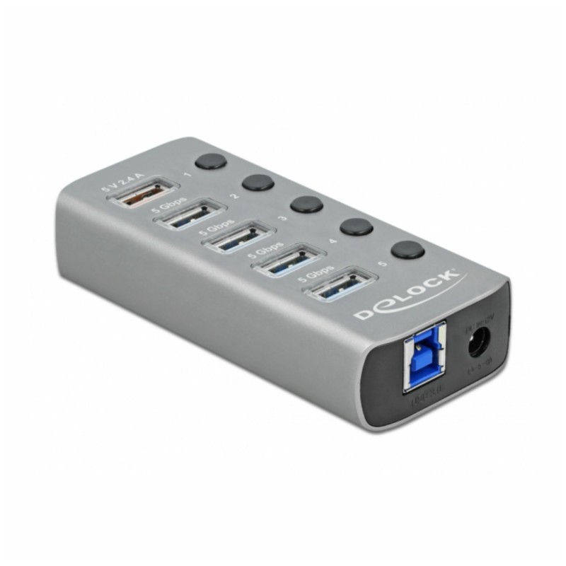 HUB USB 3.2G1 4portni + 1port s hitrim polnjenjem Delock (63262) Delock HUB USB 3.2G1 4portni + 1port s hitrim polnjenjem Delock (63262)