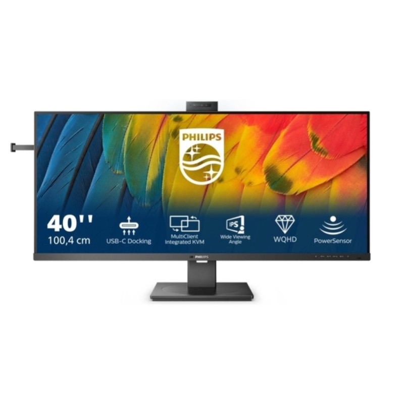 Monitor Philips 101,6 cm (40) 40B1U5601H 3440x1440 120Hz IPS 4ms HDMI DisplayPort 2xUSB-C 100W DP-Out 4xUSB3.2 HAS Kamera Zvočniki 3H sRGB121% KVM RJ45 HDR10 Serija 5000 Kamera PHILIPS Monitor Philips 101,6 cm (40) 40B1U5601H 3440x1440 120Hz IPS 4ms HDMI DisplayPort 2xUSB-C 100W DP-Out 4xUSB3.2 HAS Kamera Zvočniki 3H sRGB121% KVM RJ45 HDR10 Serija 5000 Kamera