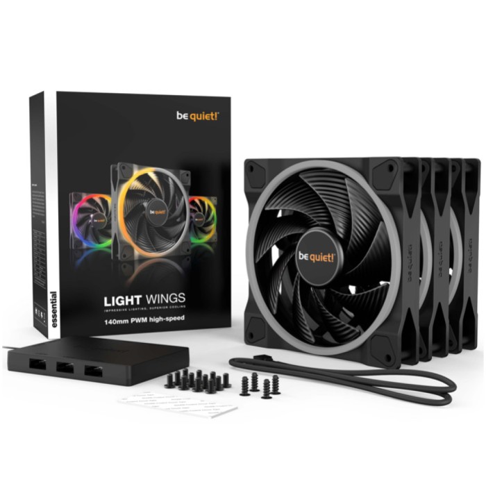 Ventilator be quiet! Light Wings 140mm črna ARGB (3 pack)