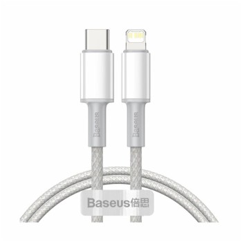 Kabel USB-C => Apple Lightning tekstil ovoj 1,00m PD 20W bel Baseus (CATLGD-02) Kabel USB-C => Apple Lightning tekstil ovoj 1,00m PD 20W bel Baseus (CATLGD-02)