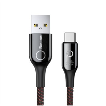 Kabel USB-C => USB-A 2.0 tekstil ovoj 1,00m 5V/3A QC3 LED indikator polnjenja Baseus črn(CATCD-01)