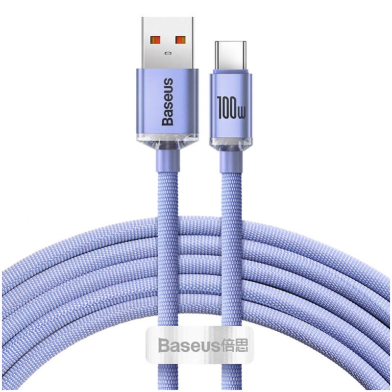 Kabel USB-C => USB-A 2.0 tekstil ovoj 2,00m 5A Baseus Crystal Shine – vijolčen (CAJY000505) Baseus Kabel USB-C => USB-A 2.0 tekstil ovoj 2,00m 5A Baseus Crystal Shine – vijolčen (CAJY000505)