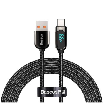 Kabel USB-C => USB-A 2.0 tekstil ovoj 1,00m 6A Baseus Display – črn (CASX020001)