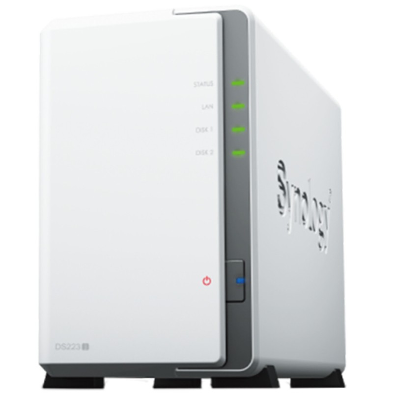 NAS ohišje Synology DS223J All-In-One server 2x 3.5 SATA HDD/SSD za mala in sr. Podjetja CPU 4-core 1.7 GHz 1GB DDR4 non-ECC 1xRJ-45 1GbE LAN 2xUSB3.2Gen1