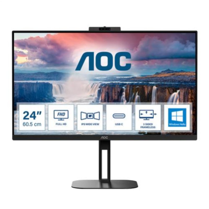 Monitor AOC 60,5 cm (23,8) 24V5CW 1920x1080 75Hz IPS 4ms HDMI DisplayPort USB-C 65W 4xUSB3.2 Pivot Kamera Zvočniki sRGB119% FreeSync E-Line AOC Monitor AOC 60,5 cm (23,8) 24V5CW 1920x1080 75Hz IPS 4ms HDMI DisplayPort USB-C 65W 4xUSB3.2 Pivot Kamera Zvočniki sRGB119% FreeSync E-Line