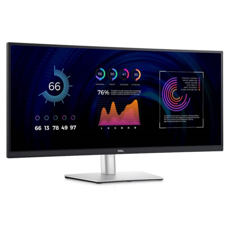 Monitor Dell 86,4 cm (34,0) P3424WE 3440x1440 Curved IPS 5ms HDMI DisplayPort USB-C 90W 4xUSB3.2 HAS  3H sRGB99% RJ45 KVM