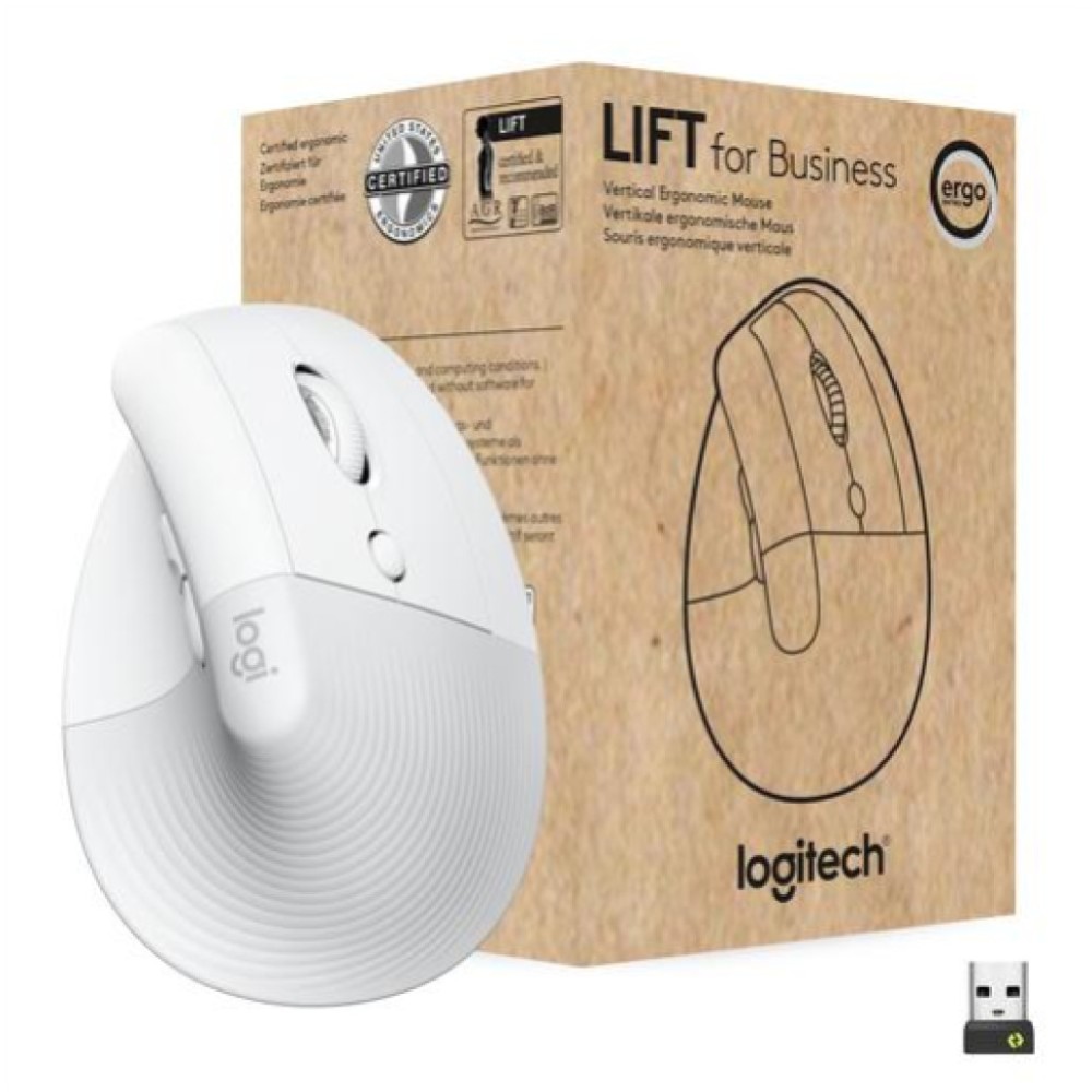 Miš brezžična + Bluetooth Logitech Lift Vertical For Business 4000DPI ergonomična bela (910-006496) LOGITECH Miš brezžična + Bluetooth Logitech Lift Vertical For Business 4000DPI ergonomična bela (910-006496)