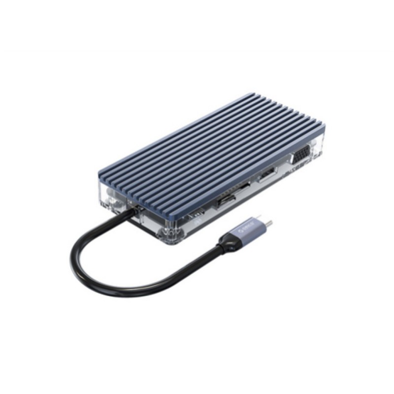 Priklopna postaja USB-C => 3x USB3.0 1xUSB2.0 HDMI VGA avdio čitalec kartic RJ45  PD 100W (ORICO WB-11P)