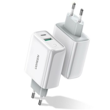Hišni polnilec 100-240V => 1x USB-A (ž) 1x USB-C 36W za mobilni telefon ali tablični računalnik Ugreen PD3 + QC3 - bel (60468O) Hišni polnilec 100-240V => 1x USB-A (ž) 1x USB-C 36W za mobilni telefon ali tablični računalnik Ugreen PD3 + QC3 - bel (60468O)