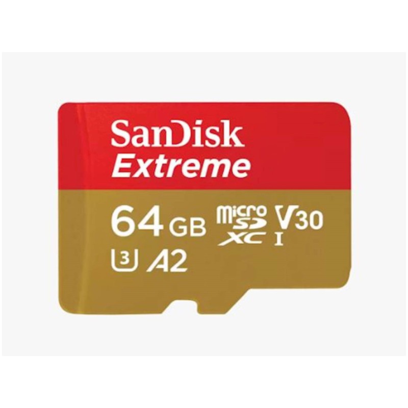 Spominska kartica SDHC-Micro 64GB Sandisk Extreme 170MB/s/80MB/s U3 V30 UHS-I +adapter (SDSQXAH-064G-GN6MA) SANDISK Spominska kartica SDHC-Micro 64GB Sandisk Extreme 170MB/s/80MB/s U3 V30 UHS-I +adapter (SDSQXAH-064G-GN6MA)