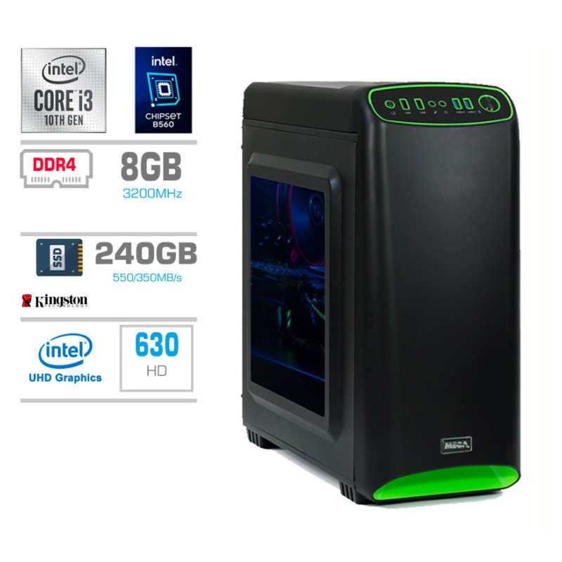 Računalnik MEGA MT 4000S i3-10100/Intel 630/8GB/240GB-SATA/350W/Brez OS MEGA Računalnik MEGA MT 4000S i3-10100/Intel 630/8GB/240GB-SATA/350W/Brez OS