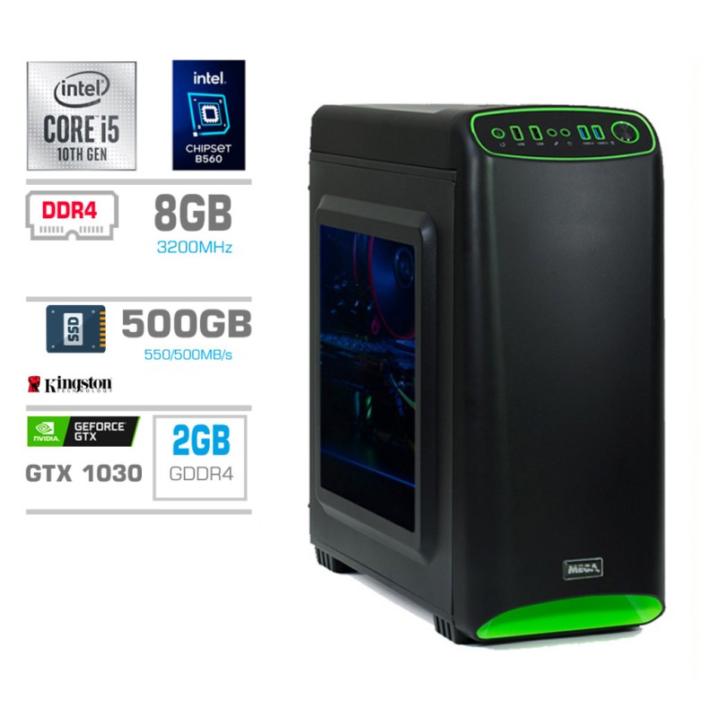 Računalnik MEGA MT 4000S i5-10400F/GT1030/8GB/500GB/350W/Brez OS