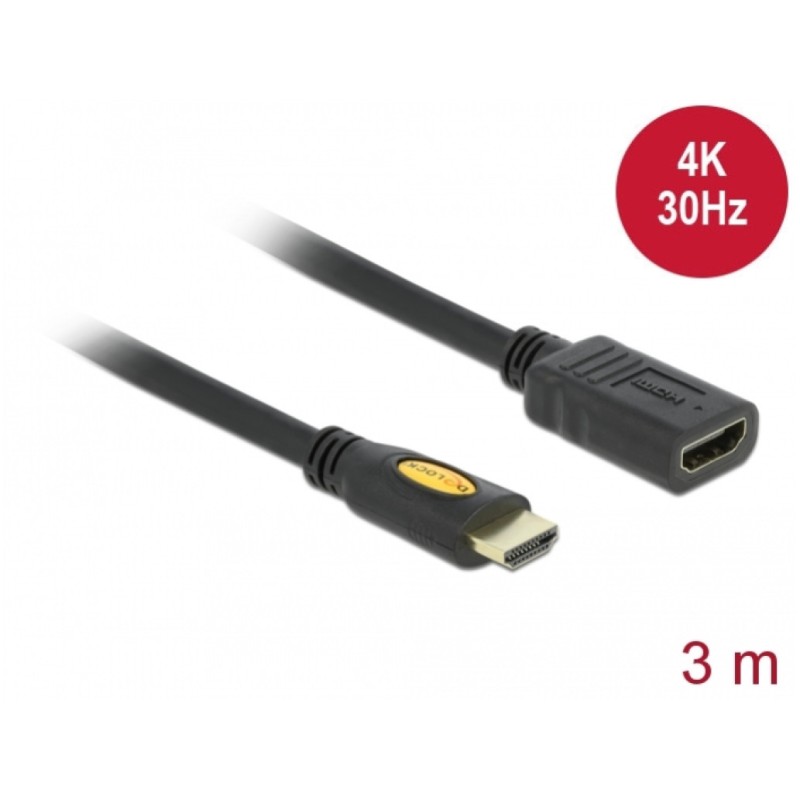 KABEL HDMI/HDMI M/F 3,0m podaljšek Delock pozlačeni kontakti 4K 30Hz (83081) Delock KABEL HDMI/HDMI M/F 3,0m podaljšek Delock pozlačeni kontakti 4K 30Hz (83081)