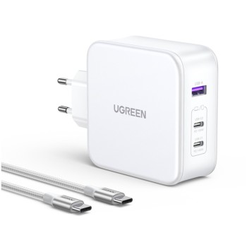 Hišni polnilec 100-240V => 1x USB-A (ž) 2x USB-C 140W GaN PD 3.1 Nexode Charger Ugreen CD289 bel (15339) Hišni polnilec 100-240V => 1x USB-A (ž) 2x USB-C 140W GaN PD 3.1 Nexode Charger Ugreen CD289 bel (15339)