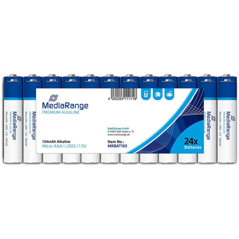 Baterijski vložek MediaRange MRBAT103 1,5V AAA/LR03 24 kos Premium Alkalne (111589) MediaRange Baterijski vložek MediaRange MRBAT103 1,5V AAA/LR03 24 kos Premium Alkalne (111589)