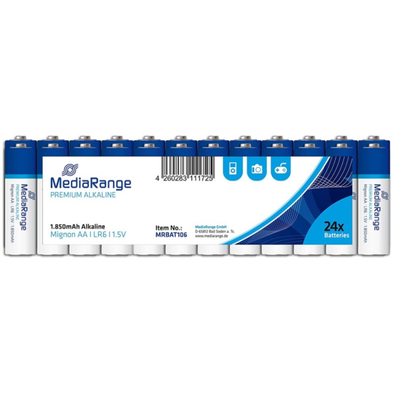 Baterijski vložek MediaRange MRBAT106 1,5V AA/LR06 24 kos Premium Alkalne (111725) MediaRange Baterijski vložek MediaRange MRBAT106 1,5V AA/LR06 24 kos Premium Alkalne (111725)