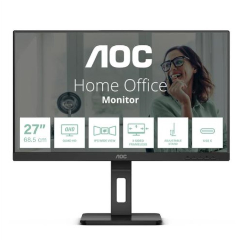 Monitor AOC 68,6 cm (27,0) Q27P3CV 2560x1440 75Hz IPS 4ms 2xHDMI DisplayPort USB-C 65W 4xUSB3.2 Pivot Zvočniki 3H AdaptiveSync RJ45 ProLine AOC Monitor AOC 68,6 cm (27,0) Q27P3CV 2560x1440 75Hz IPS 4ms 2xHDMI DisplayPort USB-C 65W 4xUSB3.2 Pivot Zvočniki 3H AdaptiveSync RJ45 ProLine