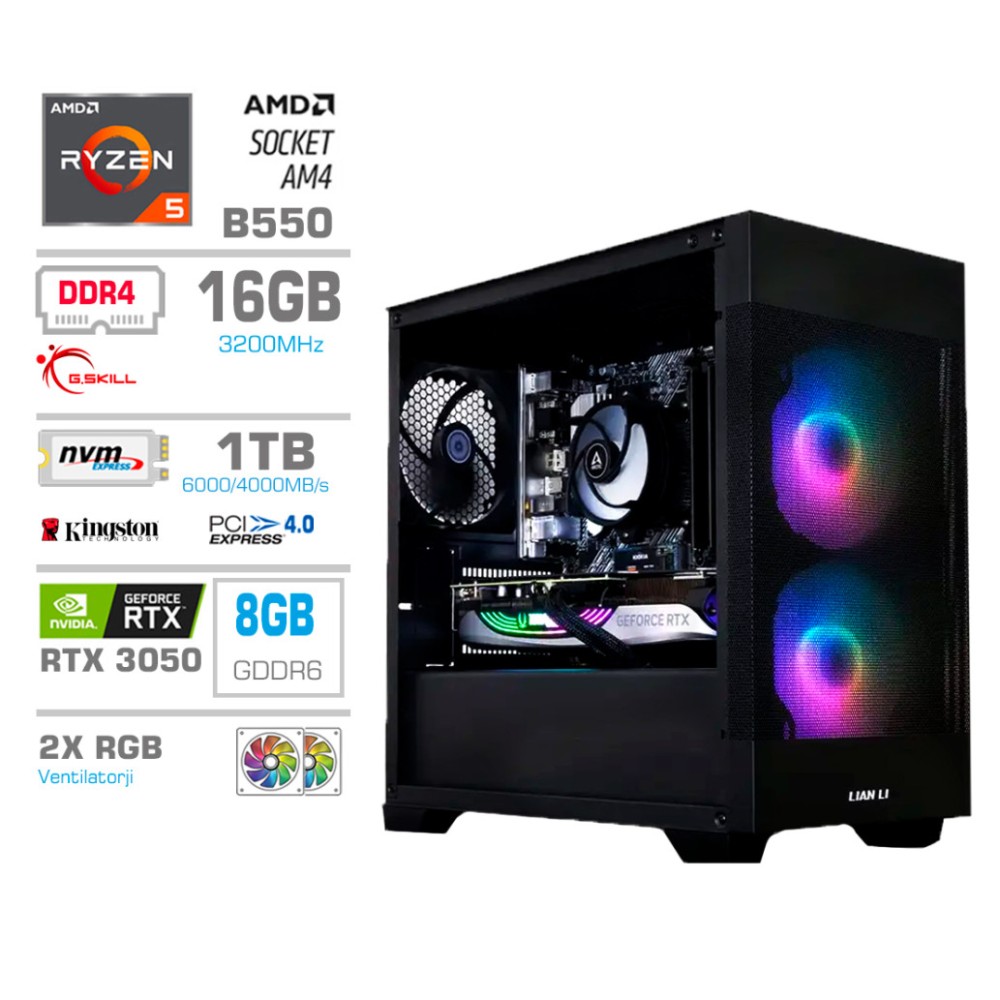 Računalnik MEGA MT S7X R5-5500/RTX3050/16GB/1TB-4.0/750W/Brez OS/črna RGB MEGA Računalnik MEGA MT S7X R5-5500/RTX3050/16GB/1TB-4.0/750W/Brez OS/črna RGB