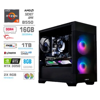 Računalnik MEGA MT S7X R5-5500/RTX3050/16GB/1TB-4.0/750W/Brez OS/črna RGB