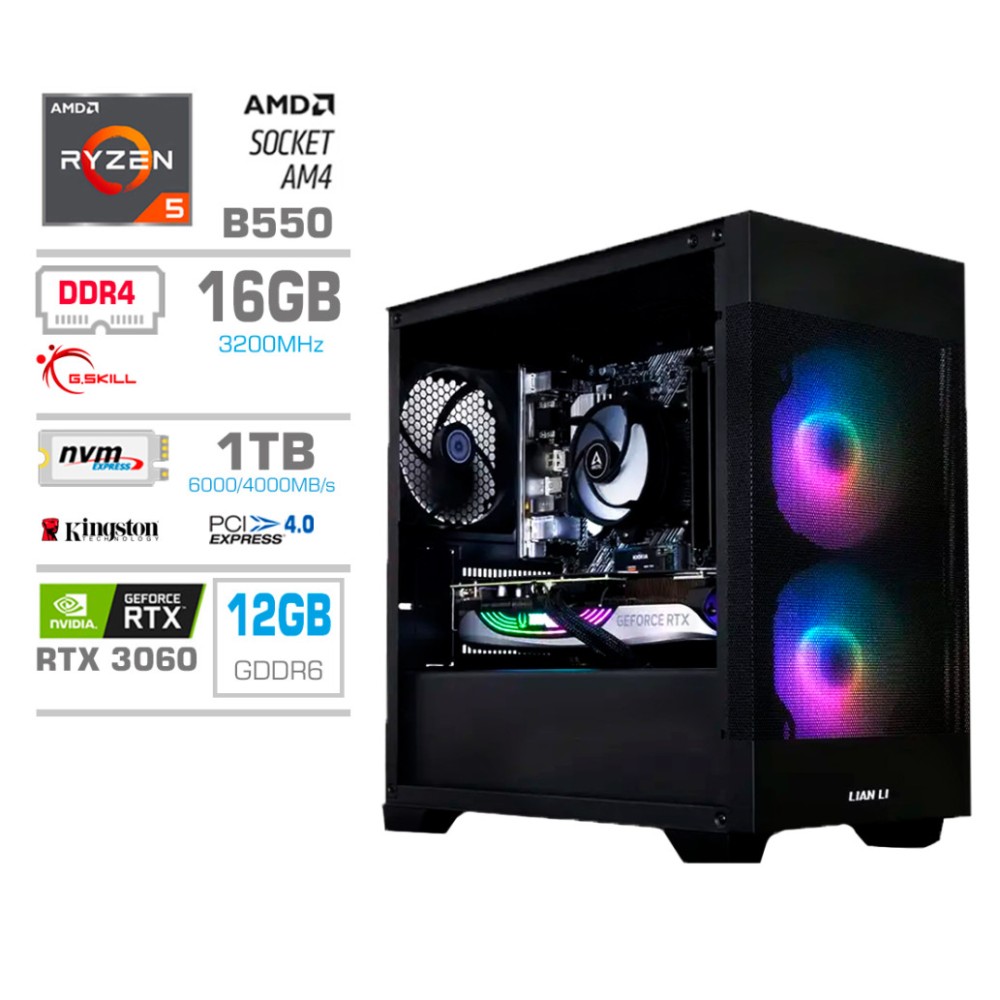Računalnik MEGA MT S7X R5-5600G/RTX3060/16GB/1TB-4.0/750W/Brez OS/črna RGB MEGA Računalnik MEGA MT S7X R5-5600G/RTX3060/16GB/1TB-4.0/750W/Brez OS/črna RGB