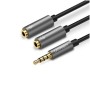 Adapter avdio 3,5 mm mini jack => 2x 3,5mm Ugreen 20cm siva Adapter avdio 3,5 mm mini jack => 2x 3,5mm Ugreen 20cm siva