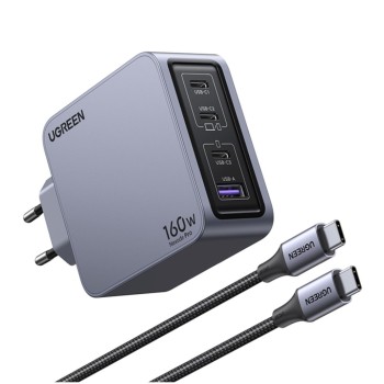 Hišni polnilec Ugreen Nexode Pro 100-240V => 160W 4-Portni GaN USB polnilec s priloženim 1,5m 240W USB-C polnilnim kablom (25877)