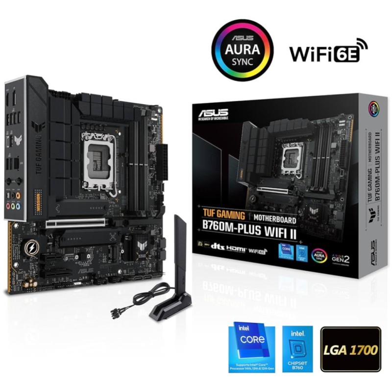 Osnovna plošča 1700 Asus TUF Gaming B760M-Plus WIFI II microATX 1xHDMI 2.1 1xDisplayPort 1.4 ASUS Osnovna plošča 1700 Asus TUF Gaming B760M-Plus WIFI II microATX 1xHDMI 2.1 1xDisplayPort 1.4