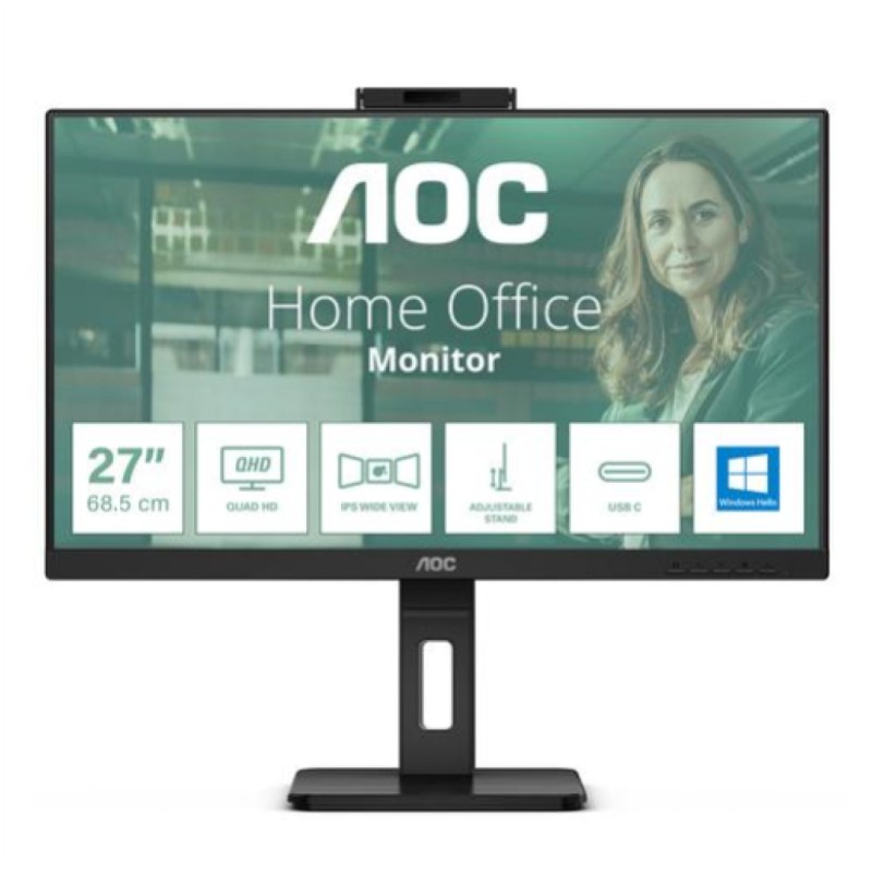 Monitor AOC 68,6 cm (27,0) Q27P3QW 2560x1440 konferenca 75Hz IPS 4ms 2xHDMI DisplayPort 4xUSB3.2 Pivot Kamera Zvočniki 2x5W 3H AdaptiveSync P3 serija AOC Monitor AOC 68,6 cm (27,0) Q27P3QW 2560x1440 konferenca 75Hz IPS 4ms 2xHDMI DisplayPort 4xUSB3.2 Pivot Kamera Zvočniki 2x5W 3H AdaptiveSync P3 serija