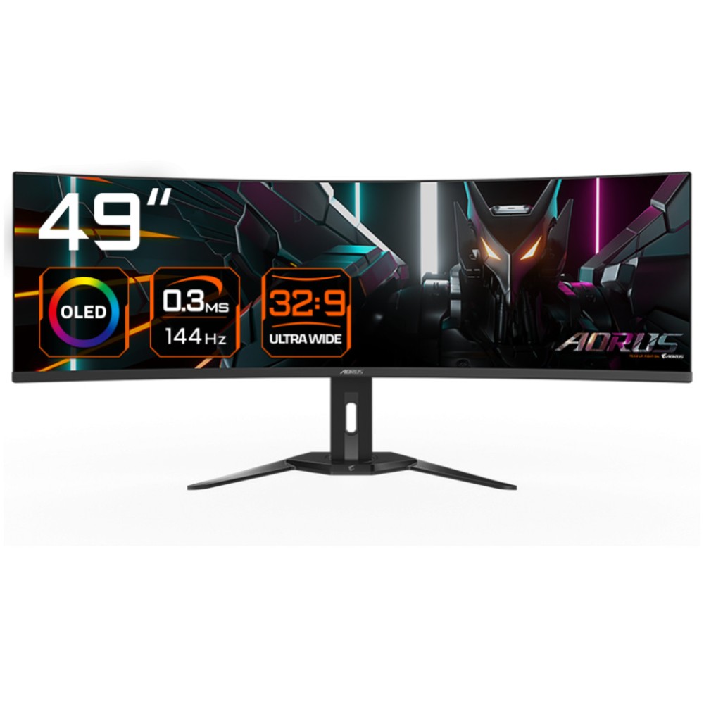 Monitor GigaByte 124,5 cm (49,0) CO49DQ 5120x1440 Curved Gaming 144Hz OLED 0,03ms 2xHDMI DisplayPort USB-C 18W 2xUSB3.2 HAS Zvočniki 2x5W DCI-P3-99% FreeSync Premium Pro KVM HDR400 Aorus GIGABYTE Monitor GigaByte 124,5 cm (49,0) CO49DQ 5120x1440 Curved Gaming 144Hz OLED 0,03ms 2xHDMI DisplayPort USB-C 18W 2xUSB3.2 HAS Zvočniki 2x5W DCI-P3-99% FreeSync Premium Pro KVM HDR400 Aorus