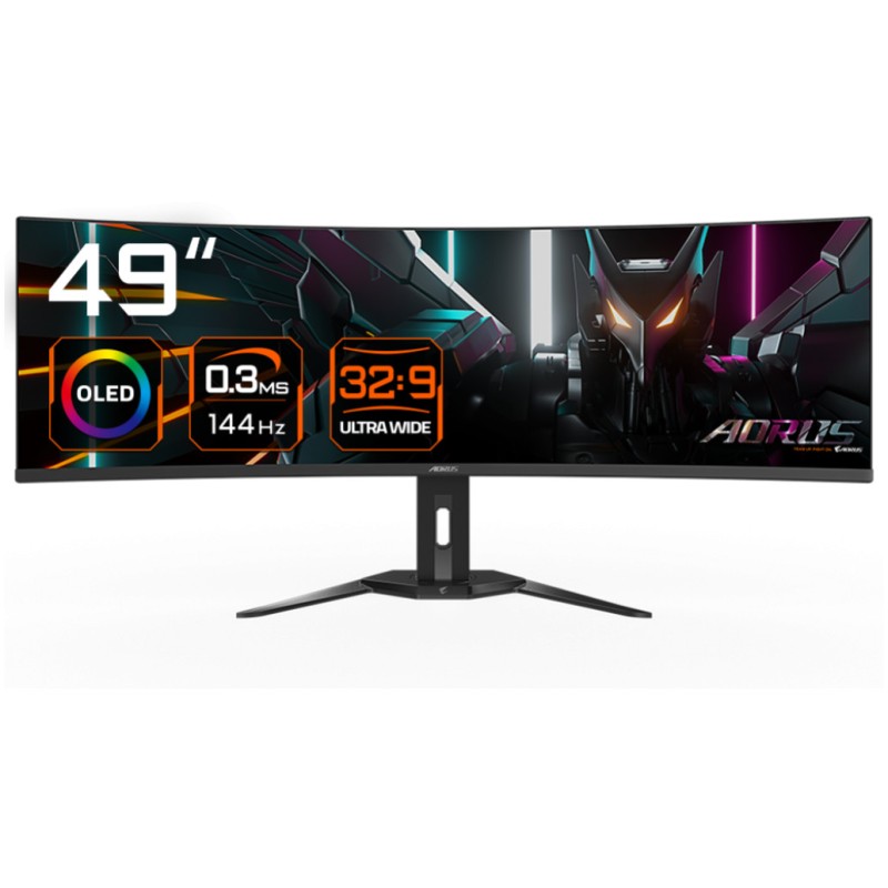 Monitor GigaByte 124,5 cm (49,0) CO49DQ 5120x1440 Curved Gaming 144Hz OLED 0,03ms 2xHDMI DisplayPort USB-C 18W 2xUSB3.2 HAS Zvočniki 2x5W DCI-P3-99% FreeSync Premium Pro KVM HDR400 Aorus GIGABYTE Monitor GigaByte 124,5 cm (49,0) CO49DQ 5120x1440 Curved Gaming 144Hz OLED 0,03ms 2xHDMI DisplayPort USB-C 18W 2xUSB3.2 HAS Zvočniki 2x5W DCI-P3-99% FreeSync Premium Pro KVM HDR400 Aorus