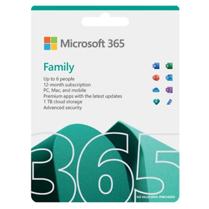 Microsoft 365 Family FPP SLO 32/64bit - 1 letna naročnina do 6 uporabnikov (lahko tudi Mac in tablico) MICROSOFT Microsoft 365 Family FPP SLO 32/64bit - 1 letna naročnina do 6 uporabnikov (lahko tudi Mac in tablico)