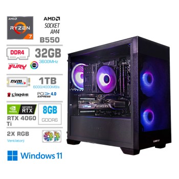 Računalnik MEGA MT S7X R7-5700X/RTX4060Ti-8GB/32GB/1TB-4.0/750W/Win11Home/črna RGB