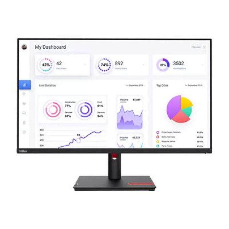 Monitor Lenovo 80 cm (31,5) T32p-30 3840x2160 IPS 4ms HDMI DisplayPort USB-C 90W 4xUSB3.2 Pivot  DCI-P3-95% RJ45 KVM HDR10 ThinkVision