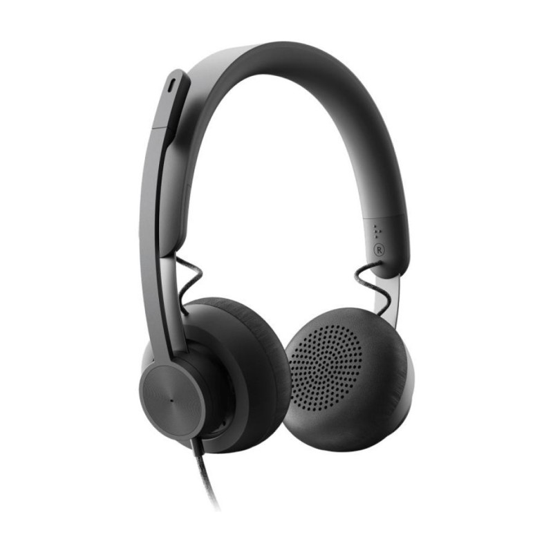 Slušalke žične Logitech naglavne z mikrofonom - USB-C/USB-A Zone Wired Teams verzija črne kontrolnik na kablu (981-000870)
