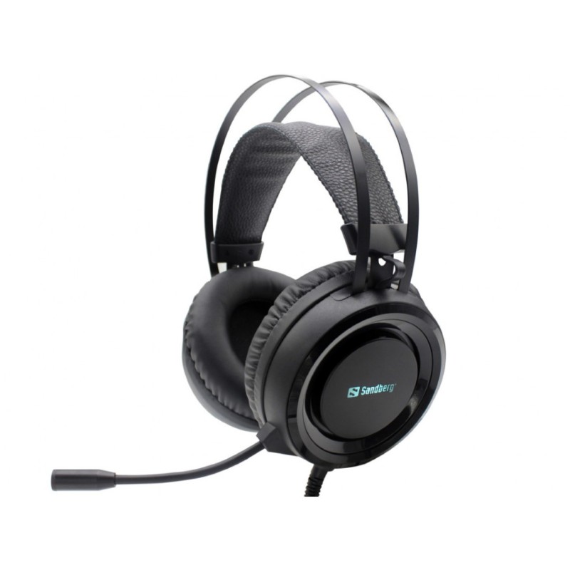 Slušalke žične Sandberg naglavne z mikrofonom 1x3,5mm Dominator Headset črne USB za napajanje LED osvetlitve (126-22)