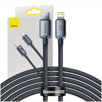 Kabel USB-C => Lightning tekstil ovoj 2,00m 20W PD Baseus Crystal Shine črn (CAJY000301) Kabel USB-C => Lightning tekstil ovoj 2,00m 20W PD Baseus Crystal Shine črn (CAJY000301)