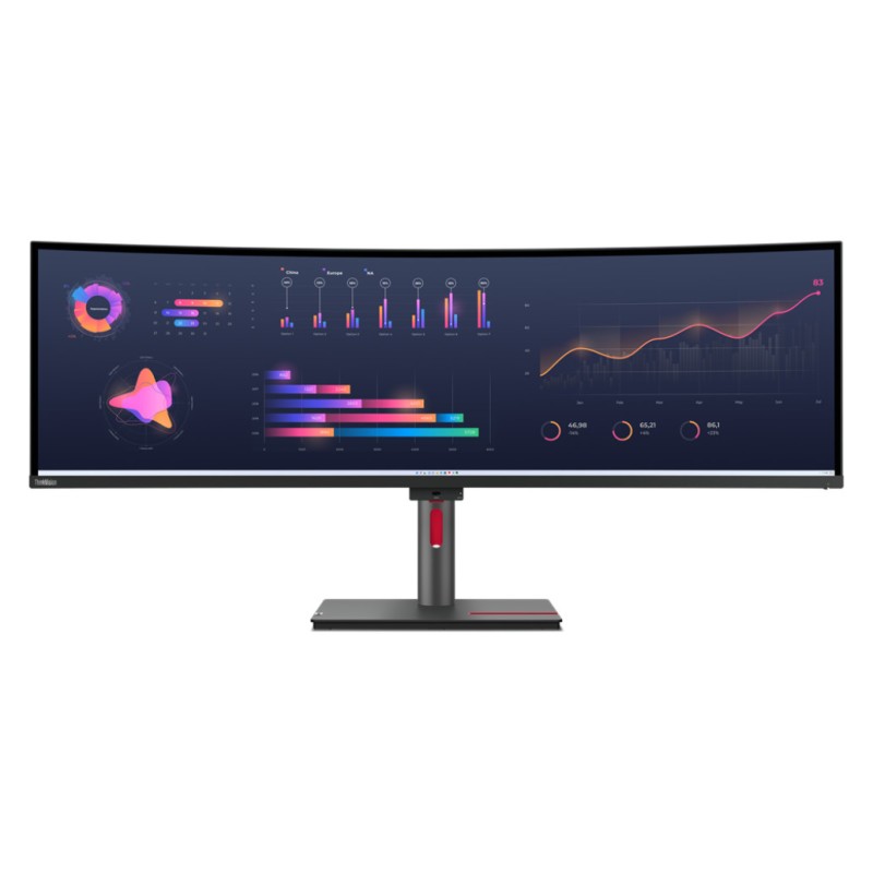 Monitor Lenovo 124,5 cm (49,0) P49w-30 5120x1440 Curved IPS 4ms 2xHDMI DisplayPort 2xThunderbolt4 100W 4xUSB3.2 USB-C-Out HAS Zvočniki 2x5W  DCI-P3-98% RJ45 KVM HDR10 ThinkVision