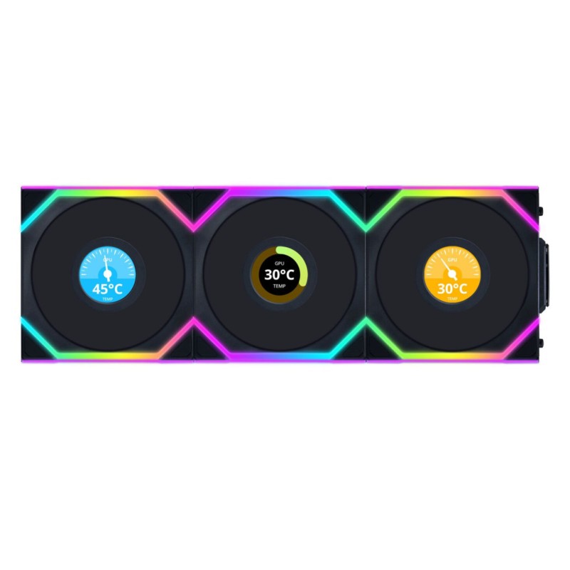 Ventilator Lian-Li UNI FAN SL Wireless LCD 120mm črna ARGB (3 pack + kontroler) Lian-Li Ventilator Lian-Li UNI FAN SL Wireless LCD 120mm črna ARGB (3 pack + kontroler)