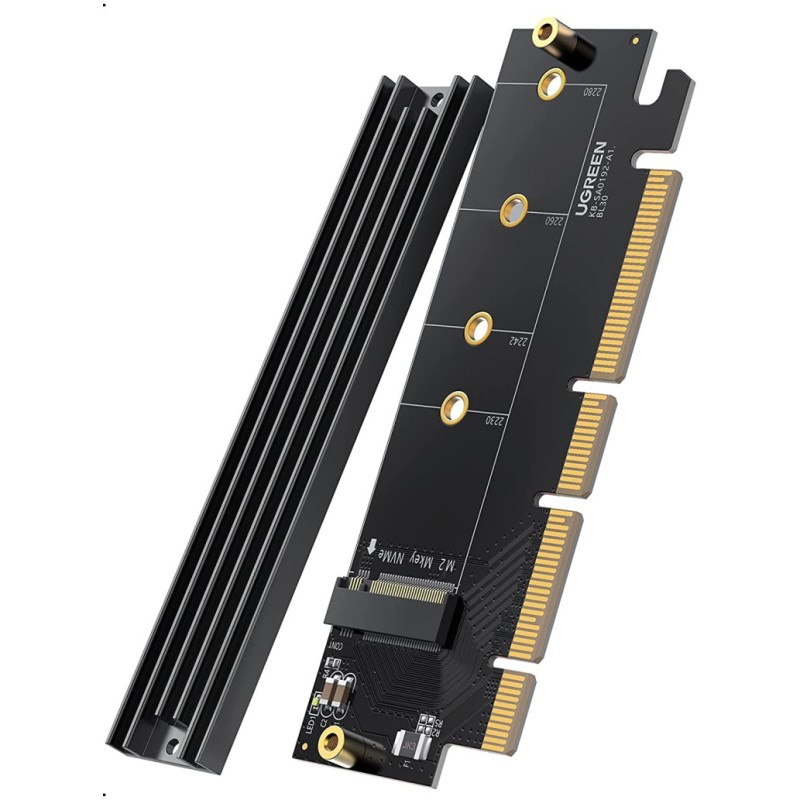 Adapter za vgradnjo SSD M.2 => PCI Express 4.0 x16 (NVMe SSD podpora M-key) Ugreen s hladilnikom - box (30715) UGREEN Adapter za vgradnjo SSD M.2 => PCI Express 4.0 x16 (NVMe SSD podpora M-key) Ugreen s hladilnikom - box (30715)